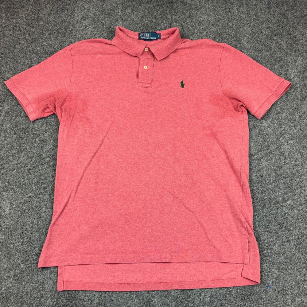 Polo Ralph Lauren Mens Size Large Red Heather Short Sleeve Pique Polo Shirt Pony - Picture 3 of 8